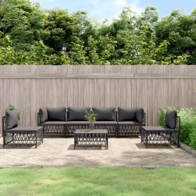 Garden furniture set 7 pieces and anthracite gray steel cushions by vidaXL, Garden sets - Ref: Foro24-3186845, Price: 563,50 ...