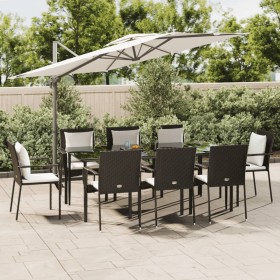 9-piece garden dining set with black synthetic rattan cushions. by vidaXL, Garden sets - Ref: Foro24-3185100, Price: 791,99 €...