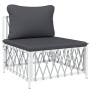 4-piece garden furniture set and white steel cushions by vidaXL, Garden sets - Ref: Foro24-3186818, Price: 295,75 €, Discount: %