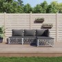 4-piece garden furniture set with white steel cushions by vidaXL, Garden sets - Ref: Foro24-3186852, Price: 282,99 €, Discoun...