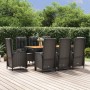 Set de comedor de jardín 9 pzas y cojines ratán sintético negro de vidaXL, Conjuntos de jardín - Ref: Foro24-3185082, Precio:...