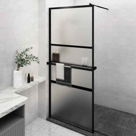 Shower screen with ESG glass shelf and black aluminum 100x195cm by vidaXL, Shower walls and screens - Ref: Foro24-3185475, Pr...