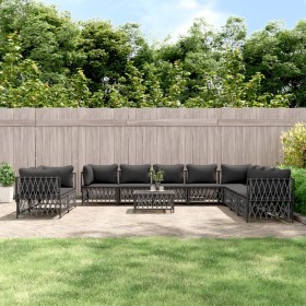 11-teiliges Gartenmöbel-Set und Kissen anthrazitgrauer Stahl von vidaXL, Gartensets - Ref: Foro24-3186929, Preis: 934,99 €, R...