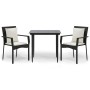 Set comedor de jardín 3 pzas con cojines ratán sintético negro de vidaXL, Conjuntos de jardín - Ref: Foro24-3185095, Precio: ...