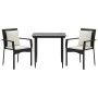 Set comedor de jardín 3 pzas con cojines ratán sintético negro de vidaXL, Conjuntos de jardín - Ref: Foro24-3185095, Precio: ...