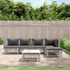 6-teiliges Gartenmöbel-Set und weiße Stahlkissen von vidaXL, Gartensets - Ref: Foro24-3186858, Preis: 406,31 €, Rabatt: %