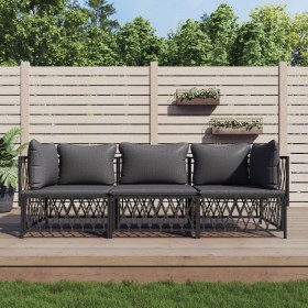 Gartenmöbel-Set 3-teilig und anthrazitgraue Stahlkissen von vidaXL, Gartensets - Ref: Foro24-3186817, Preis: 254,29 €, Rabatt: %