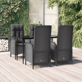 5-teiliges Gartenmöbel-Set mit schwarzen synthetischen Rattankissen von vidaXL, Gartensets - Ref: Foro24-3185169, Preis: 629,...