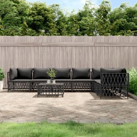 8-teiliges Gartenmöbel-Set mit anthrazitgrauen Stahlkissen von vidaXL, Gartensets - Ref: Foro24-3186885, Preis: 636,99 €, Rab...