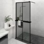 Shower screen with ESG glass and black aluminum shelf 90x195 cm by vidaXL, Shower walls and screens - Ref: Foro24-3185465, Pr...