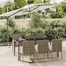 Garten-Essgruppe 7-teilig und graue synthetische Rattankissen von vidaXL, Gartensets - Ref: Foro24-3185009, Preis: 430,99 €, ...