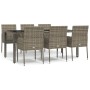 Set comedor jardín 7 pzas y cojines ratán sintético gris de vidaXL, Conjuntos de jardín - Ref: Foro24-3185009, Precio: 444,66...