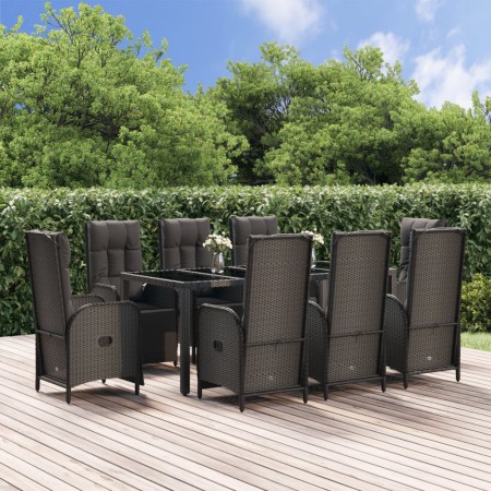 9-teiliges Garten-Esszimmerset und Kissen synthetisches Rattan schwarz von vidaXL, Gartensets - Ref: Foro24-3185064, Preis: 1...