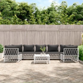 8-piece garden furniture set with cushions white steel by vidaXL, Garden sets - Ref: Foro24-3186924, Price: 607,07 €, Discoun...