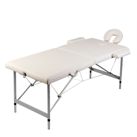 Klappbare Massageliege mit 2 Zonen, Struktur aus cremefarbenem Aluminium von vidaXL, Massageliegen - Ref: Foro24-110085, Prei...