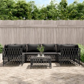 Garden furniture set 7 pieces and anthracite gray steel cushions by vidaXL, Garden sets - Ref: Foro24-3186921, Price: 569,61 ...