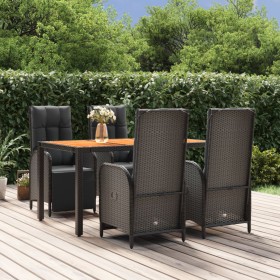 5-teiliges Gartenmöbel-Set mit schwarzen synthetischen Rattankissen von vidaXL, Gartensets - Ref: Foro24-3185076, Preis: 789,...