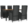 Set de muebles jardín 5 pzas con cojines ratán sintético negro de vidaXL, Conjuntos de jardín - Ref: Foro24-3185076, Precio: ...