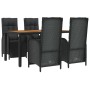 Set de muebles jardín 5 pzas con cojines ratán sintético negro de vidaXL, Conjuntos de jardín - Ref: Foro24-3185076, Precio: ...