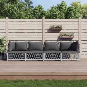 4-piece garden furniture set and white steel cushions by vidaXL, Garden sets - Ref: Foro24-3186820, Price: 313,99 €, Discount: %