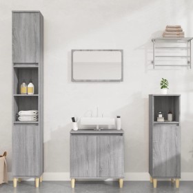 Sonoma gray plywood 3-piece bathroom furniture set by vidaXL, Bathroom furniture - Ref: Foro24-3185587, Price: 186,67 €, Disc...