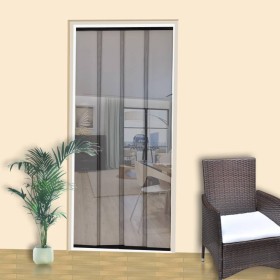 Black Polyester Insect Door Screen x4 220x100 cm by vidaXL, Mosquito nets for windows - Ref: Foro24-141127, Price: 23,99 €, D...