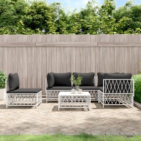 6-piece garden furniture set with white steel cushions by vidaXL, Garden sets - Ref: Foro24-3186886, Price: 451,99 €, Discoun...