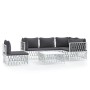 6-piece garden furniture set with white steel cushions by vidaXL, Garden sets - Ref: Foro24-3186886, Price: 451,63 €, Discoun...