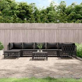 8-teiliges Gartenmöbel-Set mit anthrazitfarbenen Stahlkissen von vidaXL, Gartensets - Ref: Foro24-3186899, Preis: 608,99 €, R...