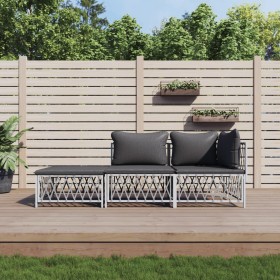 3-piece garden furniture set with white steel cushions by vidaXL, Garden sets - Ref: Foro24-3186846, Price: 212,28 €, Discoun...