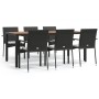 Set de comedor de jardín 7 pzas y cojines ratán sintético negro de vidaXL, Conjuntos de jardín - Ref: Foro24-3184991, Precio:...