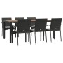 Set de comedor de jardín 7 pzas y cojines ratán sintético negro de vidaXL, Conjuntos de jardín - Ref: Foro24-3184991, Precio:...