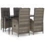 Set comedor jardín 5 pzas y cojines ratán sintético negro gris de vidaXL, Conjuntos de jardín - Ref: Foro24-3185181, Precio: ...