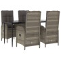 Set comedor jardín 5 pzas y cojines ratán sintético negro gris de vidaXL, Conjuntos de jardín - Ref: Foro24-3185181, Precio: ...