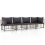 Garden furniture set 4 pieces and anthracite PE rattan cushions by vidaXL, Outdoor sofas - Ref: Foro24-3186699, Price: 316,78...