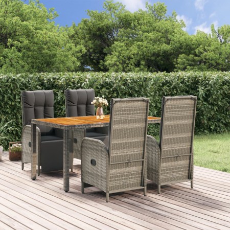 5-teiliges Garten-Essset mit grauen Kissen aus synthetischem Rattan von vidaXL, Gartensets - Ref: Foro24-3185046, Preis: 770,...