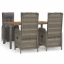 Set comedor de jardín 5 piezas con cojines ratán sintético gris de vidaXL, Conjuntos de jardín - Ref: Foro24-3185046, Precio:...