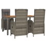 Set comedor de jardín 5 piezas con cojines ratán sintético gris de vidaXL, Conjuntos de jardín - Ref: Foro24-3185046, Precio:...