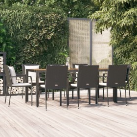 9-teiliges Garten-Essset und schwarze Kissen aus synthetischem Rattan von vidaXL, Gartensets - Ref: Foro24-3157968, Preis: 71...