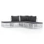 5-piece garden furniture set and white steel cushions by vidaXL, Garden sets - Ref: Foro24-3186882, Price: 335,76 €, Discount: %