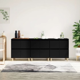 Aparadores 3 uds madera contrachapada negro 60x35x70 cm de vidaXL, Aparadores - Ref: Foro24-3185768, Precio: 210,08 €, Descue...