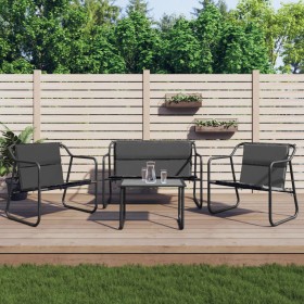 Gartenmöbel-Set 4-teilig und Kissen anthrazitgrauer Stahl von vidaXL, Gartensets - Ref: Foro24-3186934, Preis: 168,53 €, Raba...