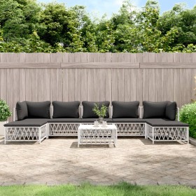 8-piece garden furniture set with cushions white steel by vidaXL, Garden sets - Ref: Foro24-3186906, Price: 544,42 €, Discoun...