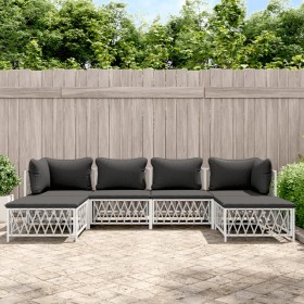 6-piece garden furniture set with cushions white steel by vidaXL, Garden sets - Ref: Foro24-3186900, Price: 420,87 €, Discoun...