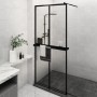 Shower screen with ESG glass and black aluminum shelf 90x195 cm by vidaXL, Shower walls and screens - Ref: Foro24-3185456, Pr...