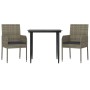 Garden dining set 3 pieces and cushions in black and gray synthetic rattan by vidaXL, Garden sets - Ref: Foro24-3185149, Pric...