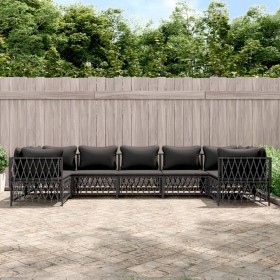 Garden furniture set 7 pieces and anthracite gray steel cushions by vidaXL, Garden sets - Ref: Foro24-3186923, Price: 577,99 ...