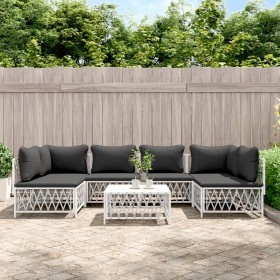 7-piece steel garden furniture set with white cushions by vidaXL, Garden sets - Ref: Foro24-3186910, Price: 509,99 €, Discoun...