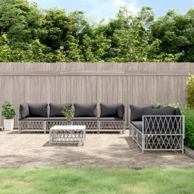 8-piece garden furniture set with cushions white steel by vidaXL, Garden sets - Ref: Foro24-3186828, Price: 606,99 €, Discoun...