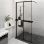 Shower screen with ESG glass shelf and black aluminum 118x190cm by vidaXL, Shower walls and screens - Ref: Foro24-3185487, Pr...